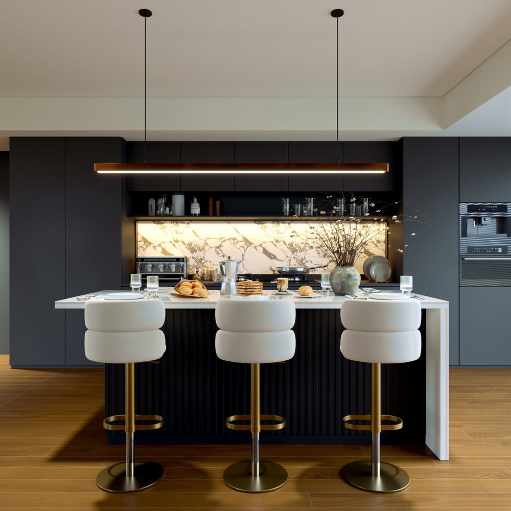 Modern 72" Glossy Sintered Stone Top Kitchen Island with Storage, White & Black window image