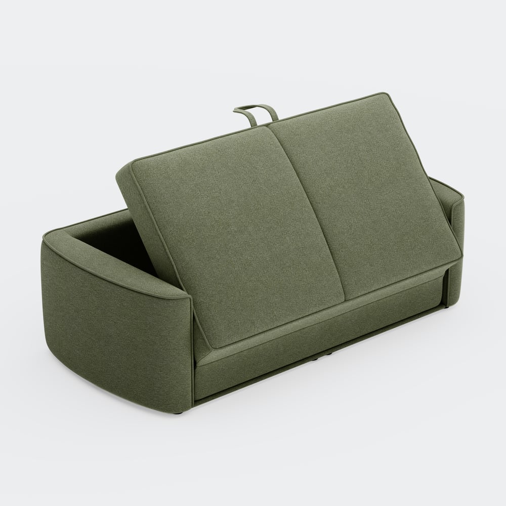 80" Queen 3-Seater Chenille Fold-Down Sleeper Sofa with Removable Cover window image