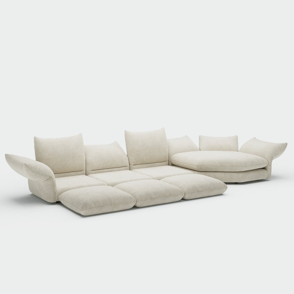 161" 4-Piece Chenille Sectional Sofa with Chaise and Adjustable Armrests & Backrest window image