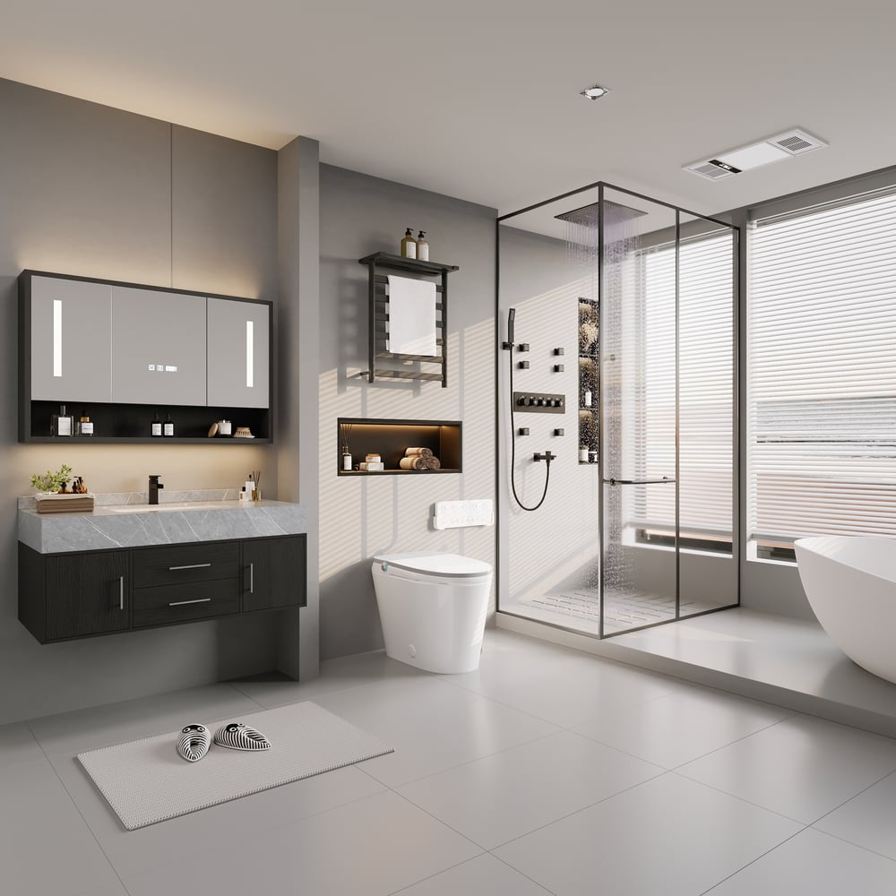 Hynova AX9 Smart Bidet Toilet with Powerful Flush, Built-in Tank, Foam Shield, ADA window image