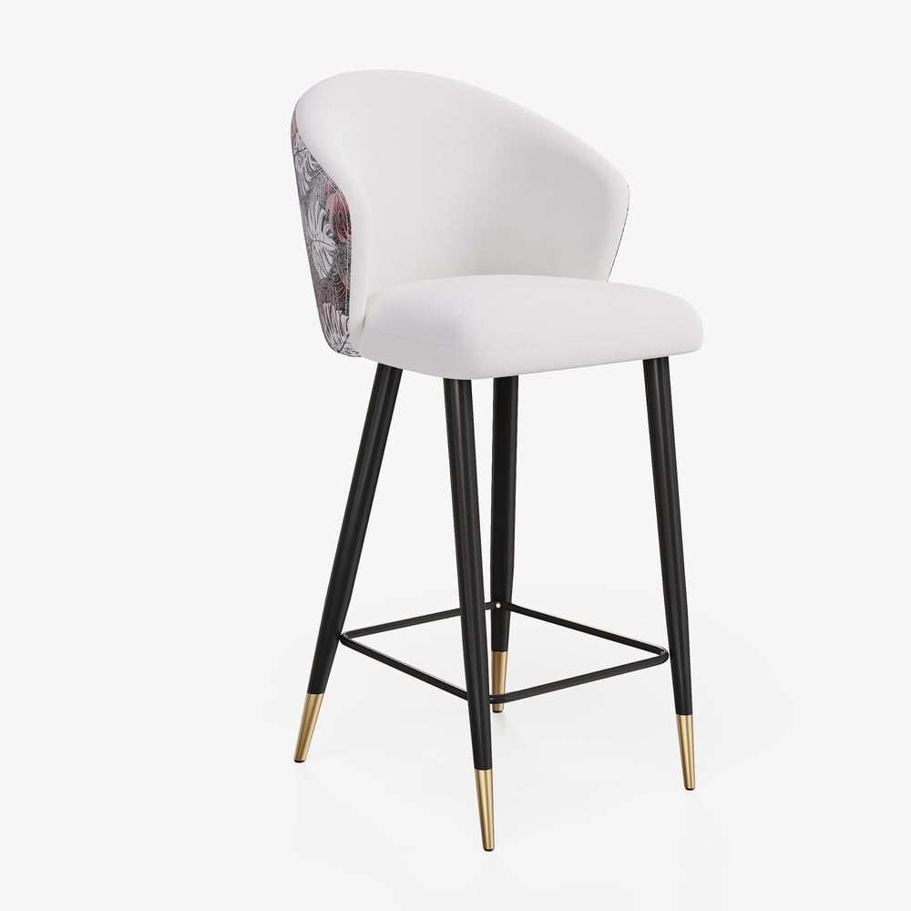Arcora White Velvet Bar Stool with Upholstered, 1 Piece window image