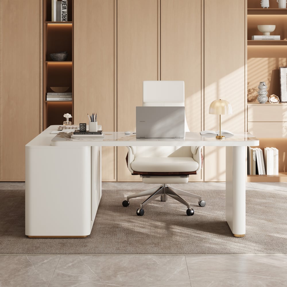 Artis 71" Right-Hand Return Sintered Stone Executive Desk window image