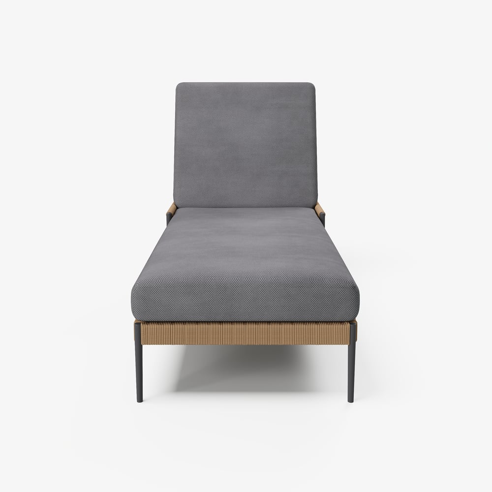 Ropipe Outdoor Rope-Woven Lounge Chair with Adjustable Backrest & Wheels in Dark Gray window image