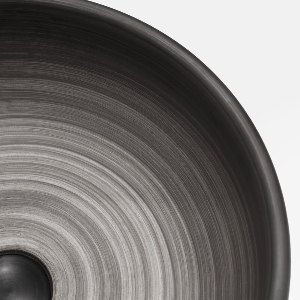 Vasque de salle de bain ronde en céramique grise de 40cm – évier à poser avec glaçure mate image de fenêtre