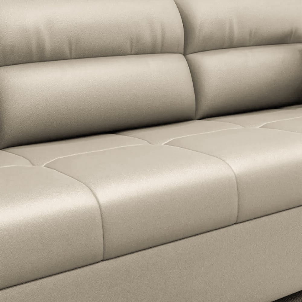 233cm King Faux Leather Pull-out Sleeper Sofa with Storage and Side Pockets window image