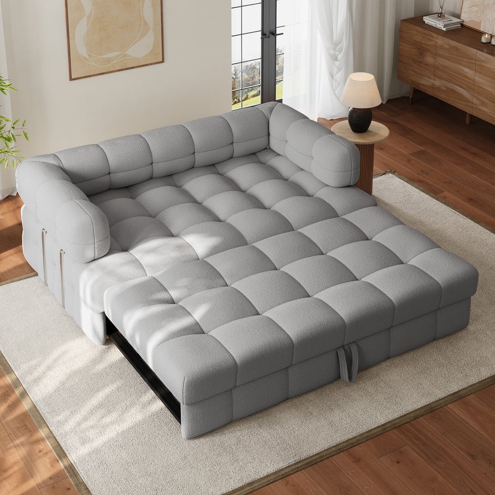 Questions and Answers for 76" Queen 3-Seater Boucle Convertible Sleeper Sofa