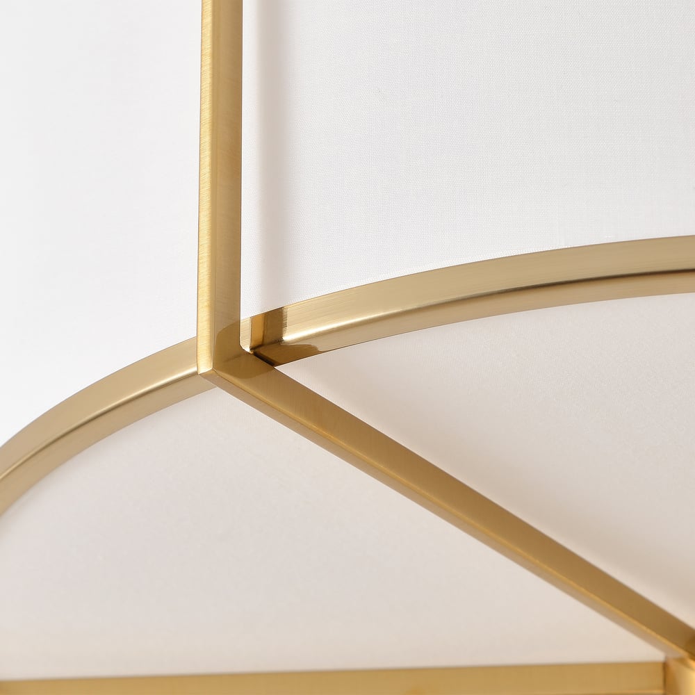 18" Fabric Flush Mount Light in Gold Finish, 3-Light window image