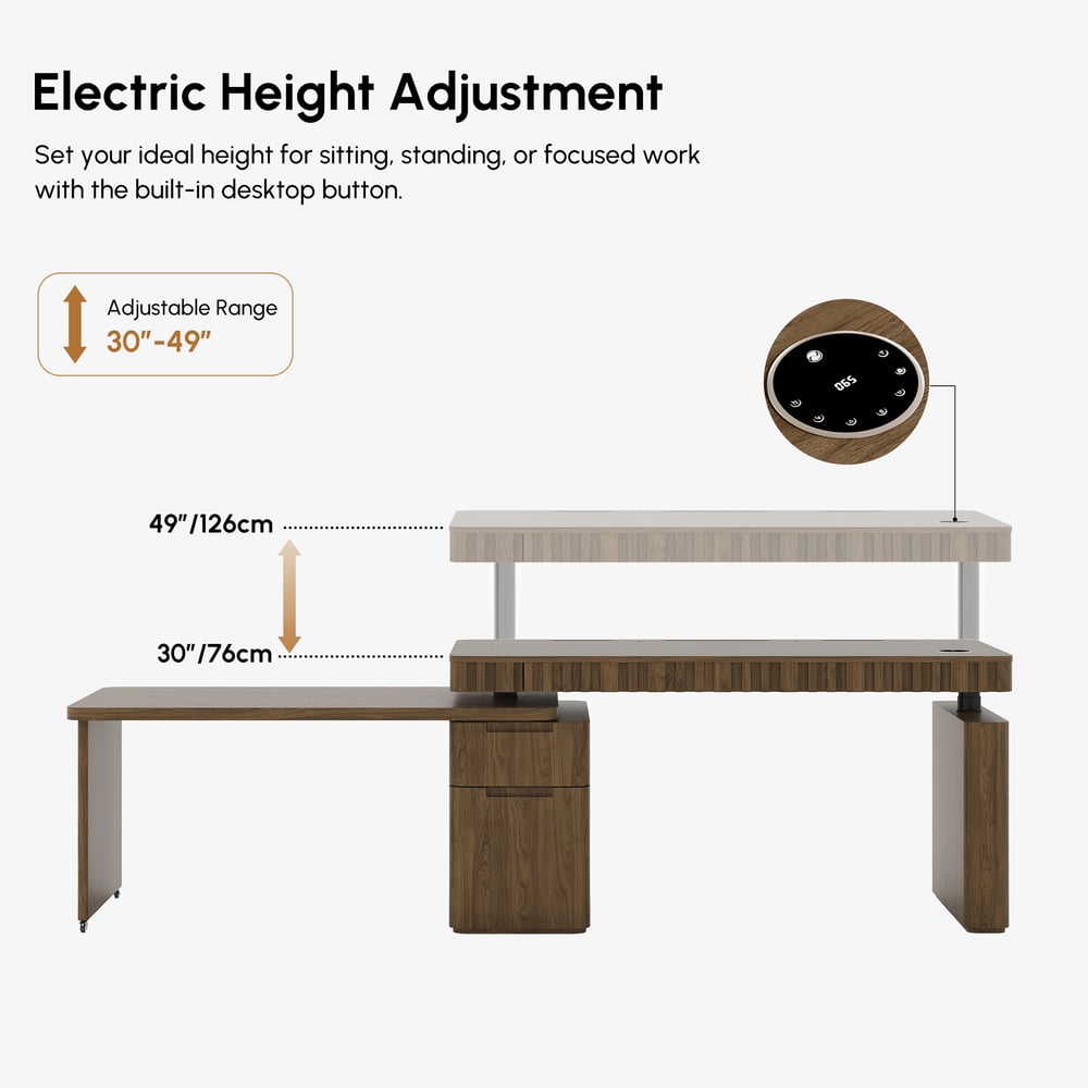 Aura 63" Smoked Brown 360-Degree Rotating Desk Electric Adjustable Standing Desk window image