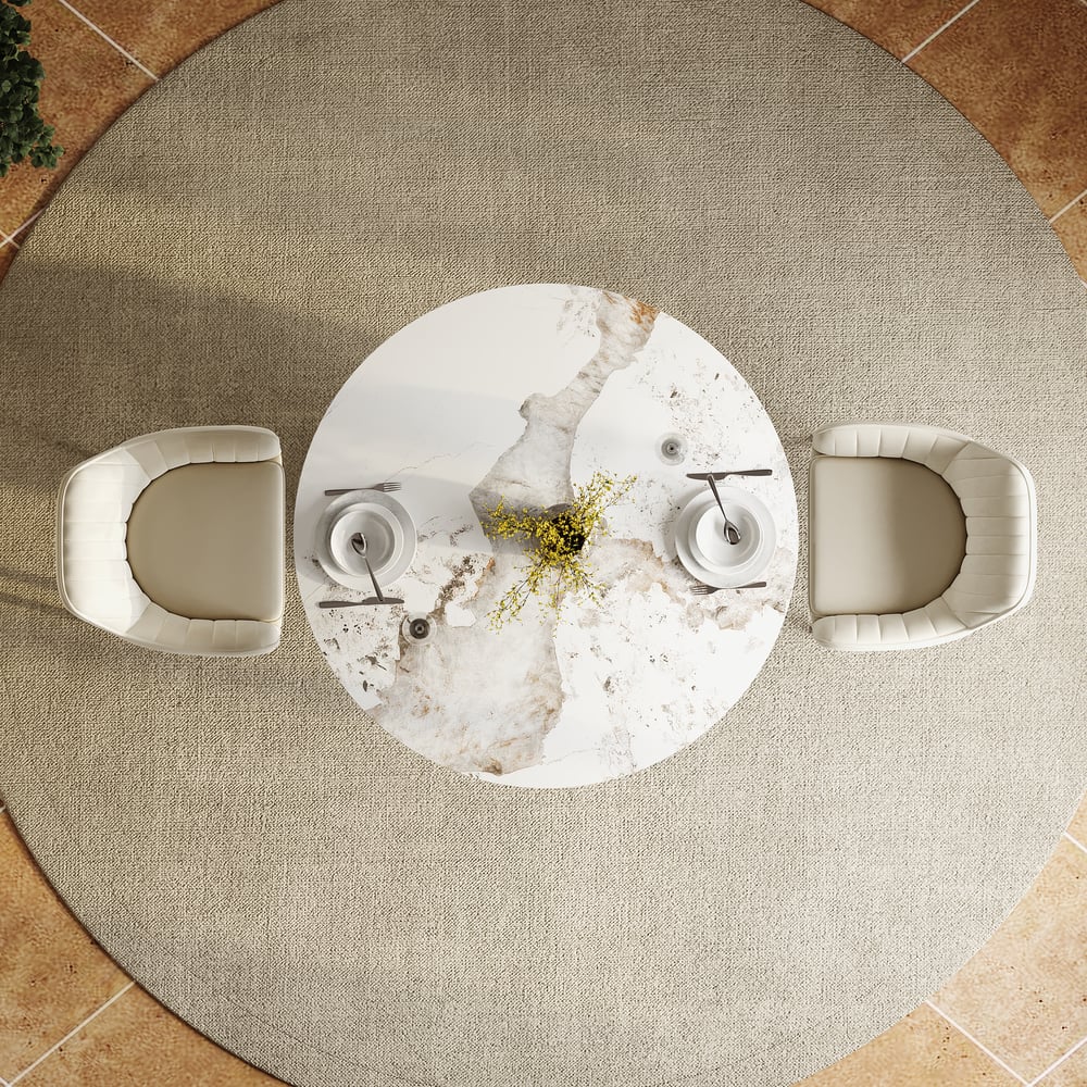 39" Modern Sintered Stone Dining Table Set with 2 Chairs weights dimensions image