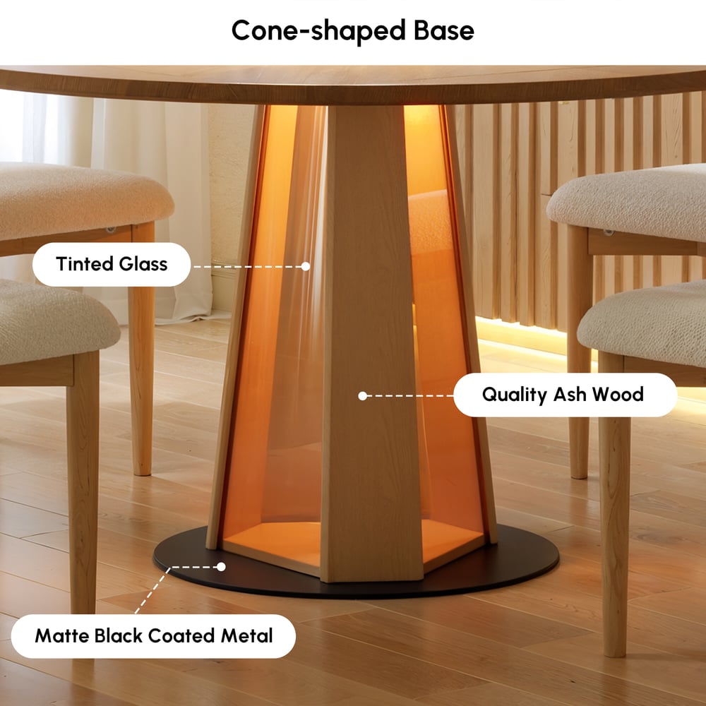 36"-47" Solid Natural Wood Extendable Dining Table with Light window image