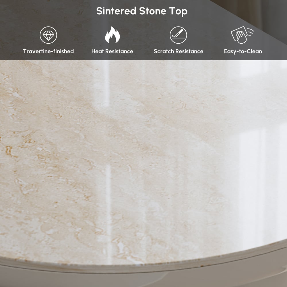 63" Faux Travertine Sintered Stone Sideboard window image