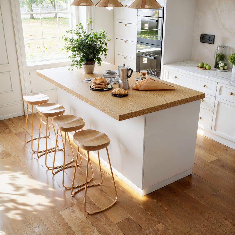 72" Japandi Style Wood Kitchen Island with Multi-Storage and LED Light Natural & White window image