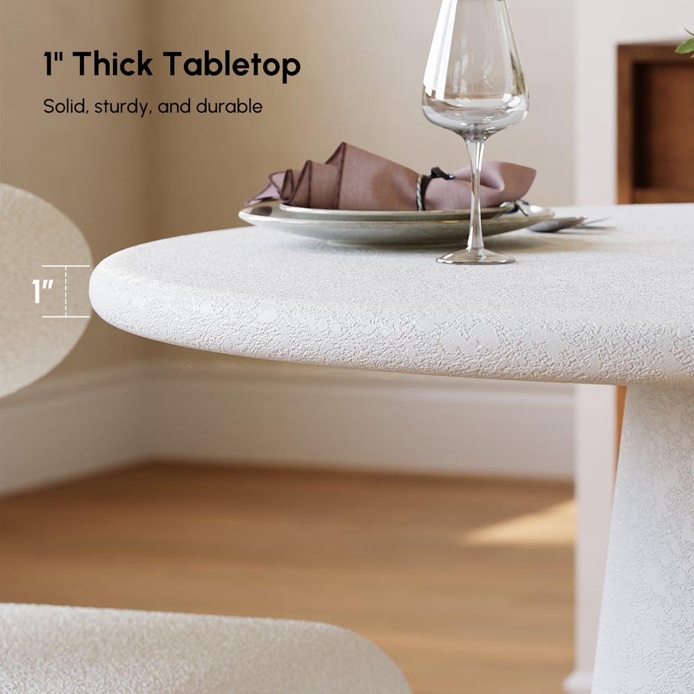 Modern 32" Round Fiberglass Dining Table with Sculptural Pedestal Base, Seats 2 window image