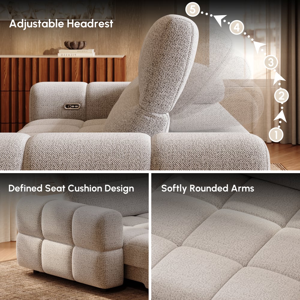Performance Chenille Power Sleeper Sofa with Adjustable Headrests window image