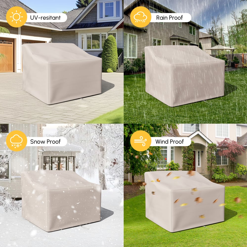 Tevara Outdoor 600D Tough Canvas Waterproof Patio Furniture Covers in Ivory window image