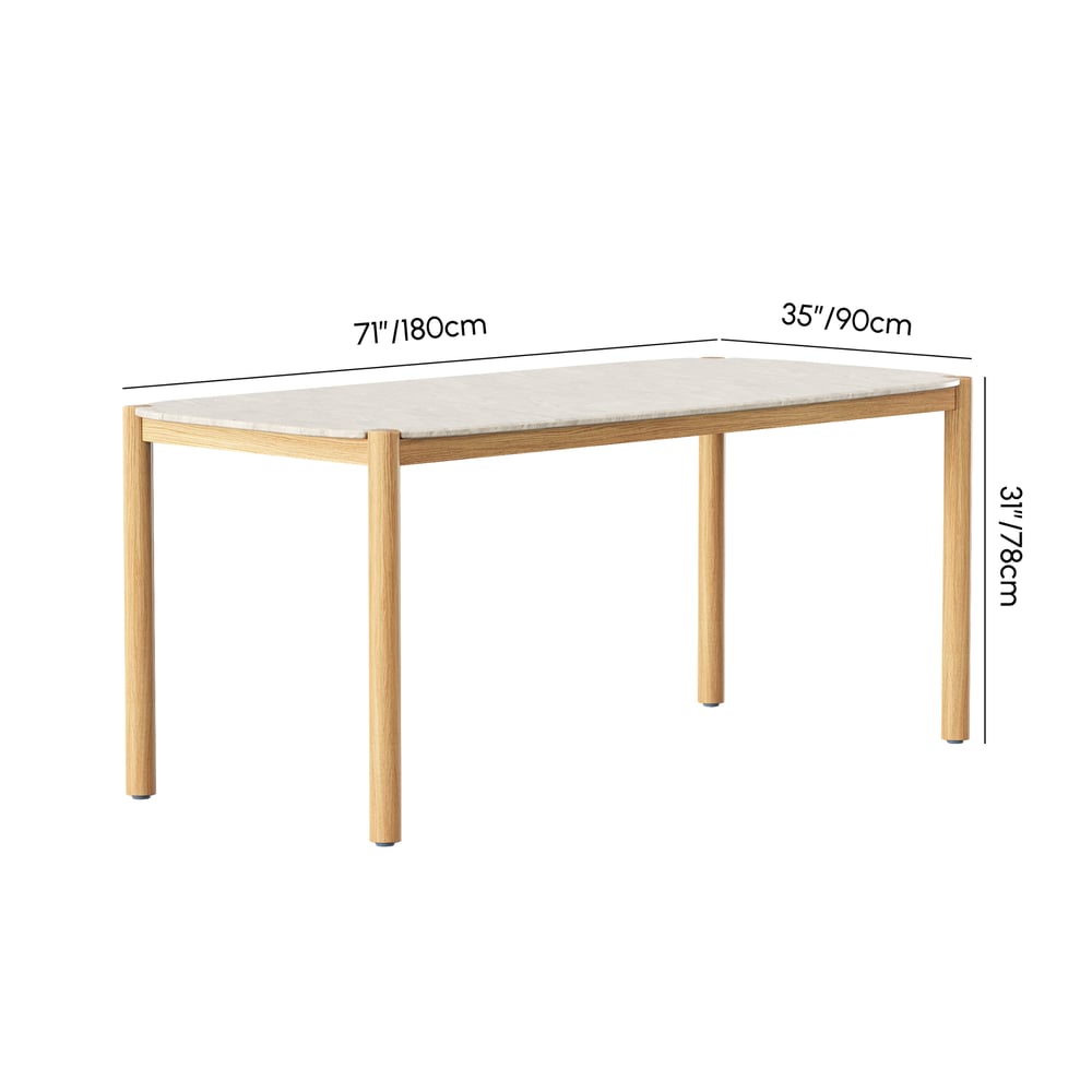 Boheva Outdoor Concrete & Teak Outdoor Dining Table weights dimensions image