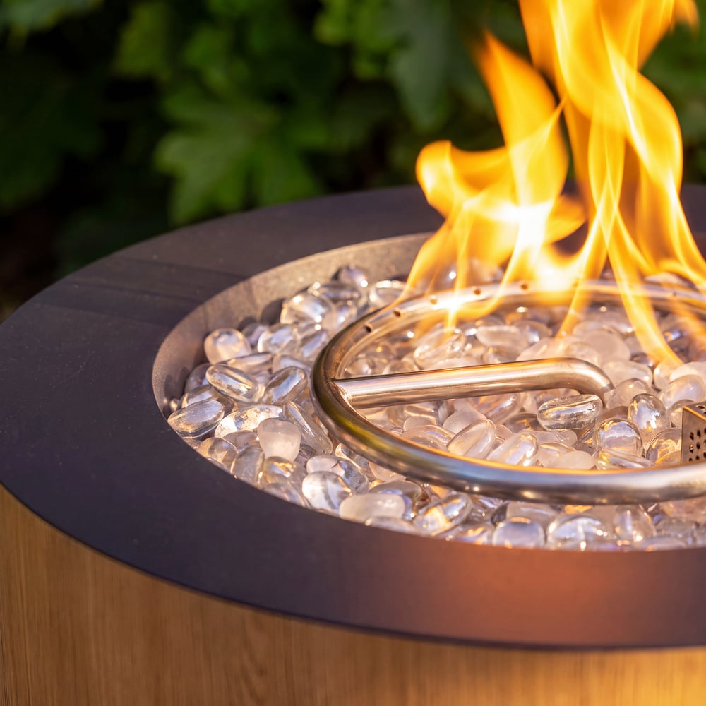 Tevara Outdoor Dark Gray Aluminum Smokeless Fire Pit Side Table window image