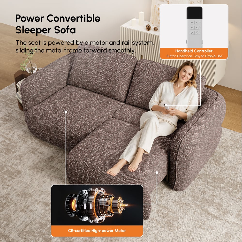 Canapé-lit convertible électrique 2 places en chenille moderne de 220 cm avec télécommande image de fenêtre