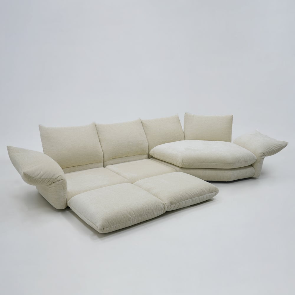 130" 3-Piece Chenille Sectional Sofa with Chaise and Adjustable Armrests & Backrest window image