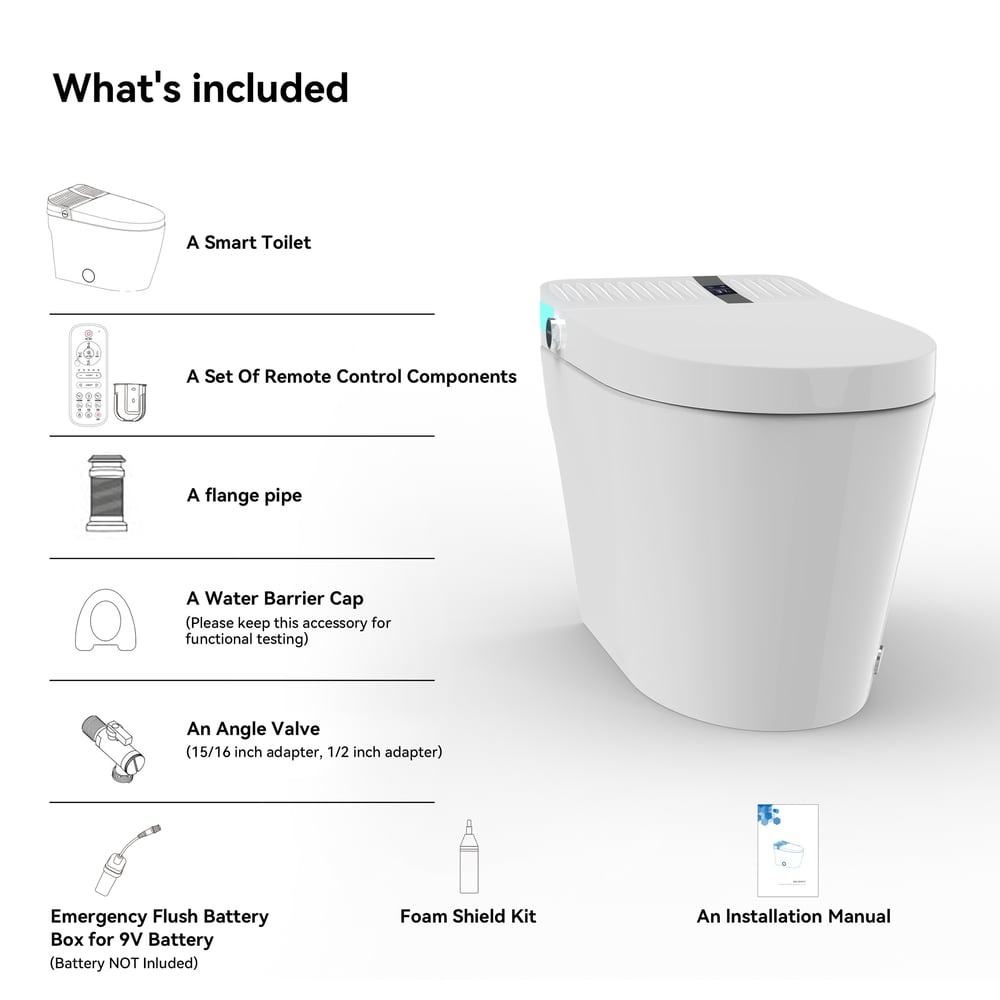 Glowin K1 Pro Smart Bidet Toilet with Built-in Tank, Foam Shield, CE window image