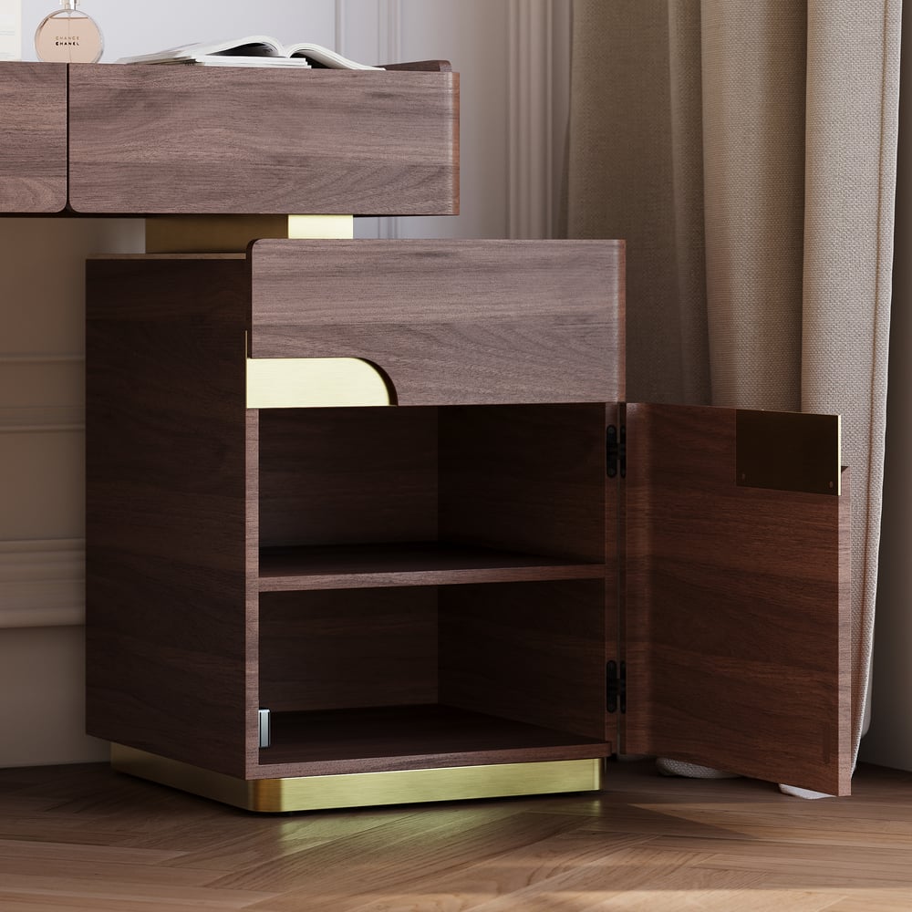Horva Extendable Walnut Makeup Vanity Set (57"–73") window image