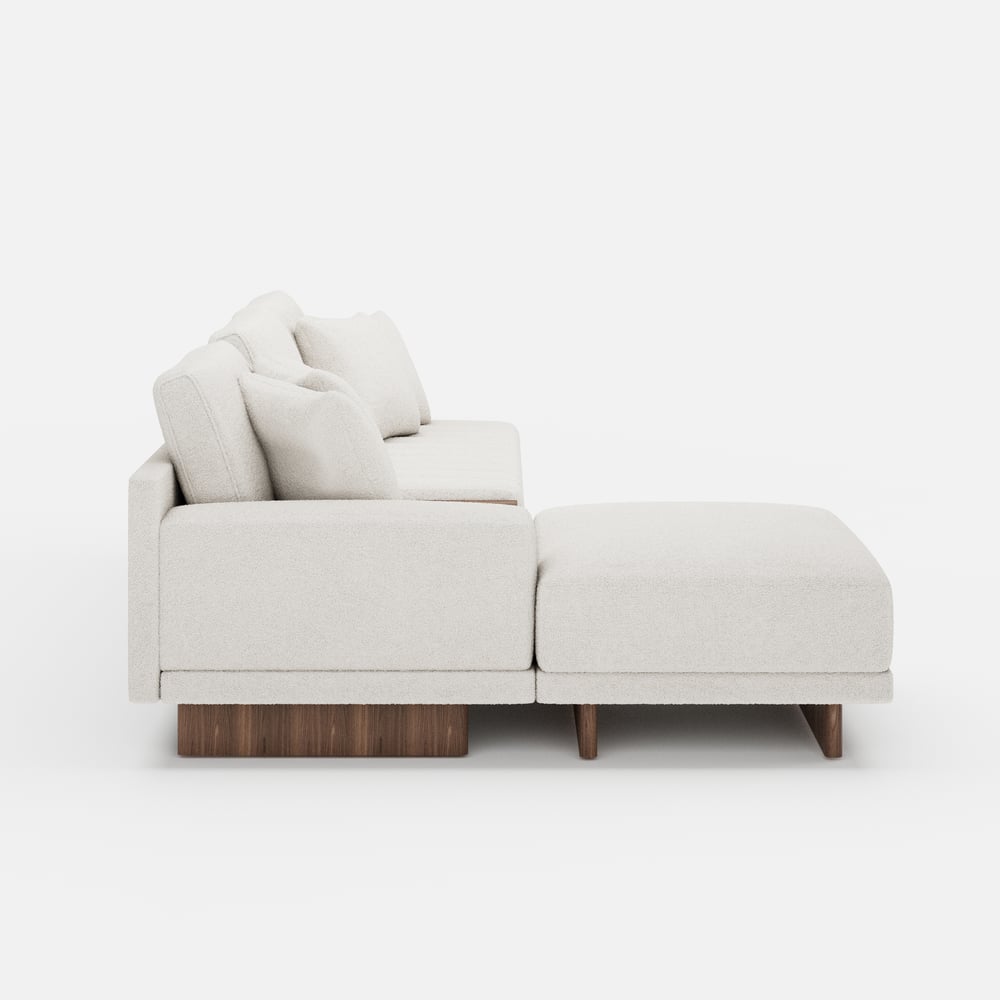 Vewal 126-inch L-Shaped Boucle Modular Sectional Sofa with Chaise & Ottoman window image