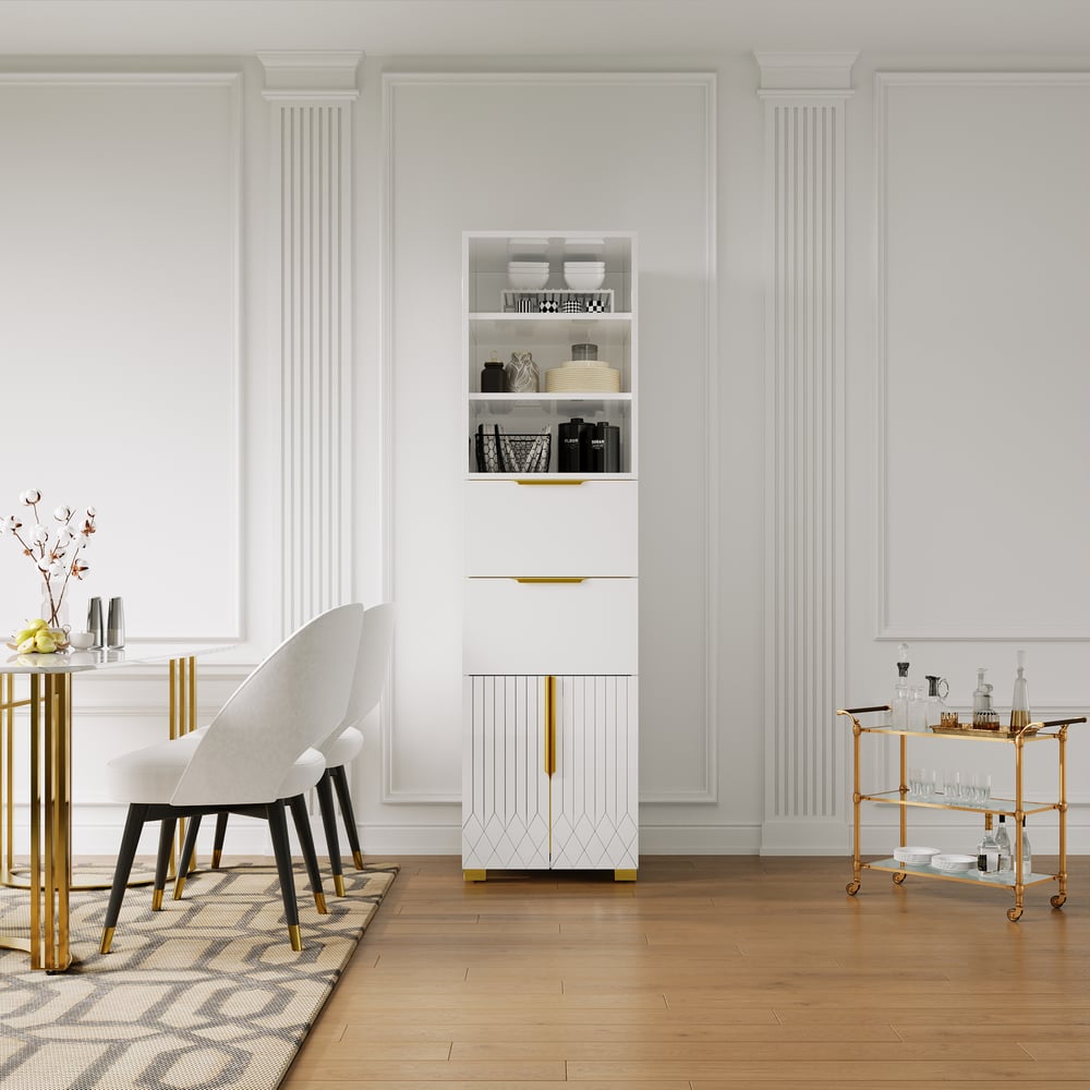 Aro 59" Freestanding Bathroom Storage Cabinet with Shelves, Drawers & Doors window image