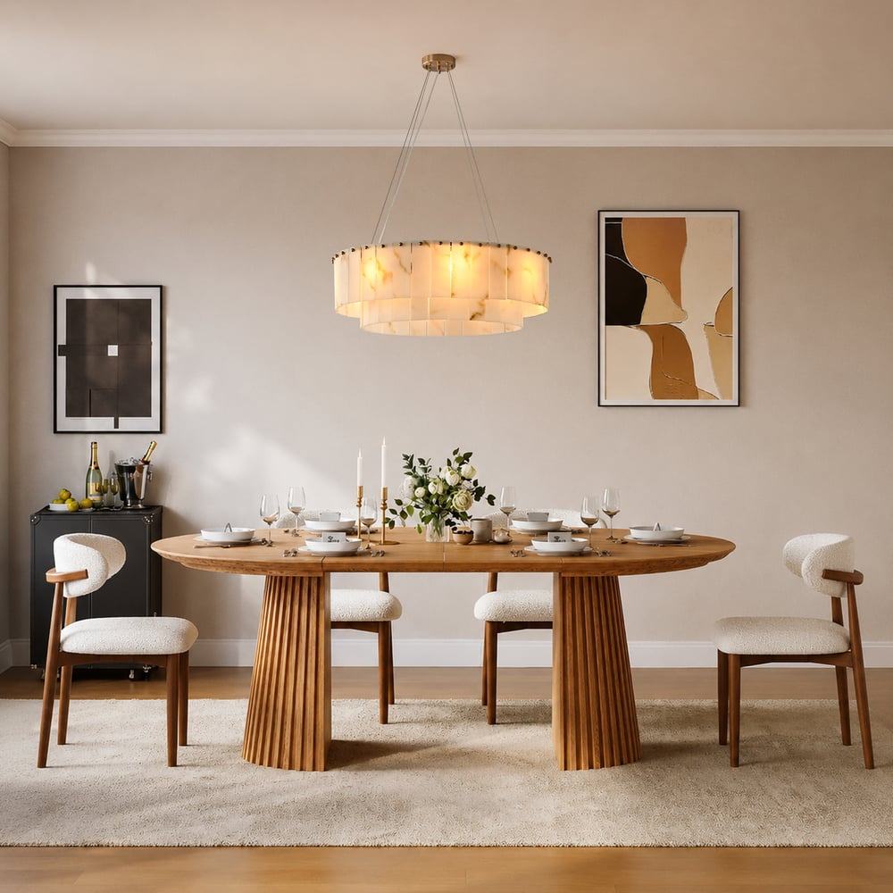 8-Light Tiered Chandelier Alabaster-Look 62cm window image