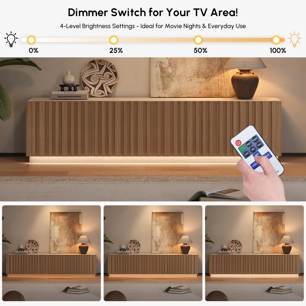 TV Lowboard Aura 213 cm in Grooved Ash in Natural with Sintered Stone Top window image