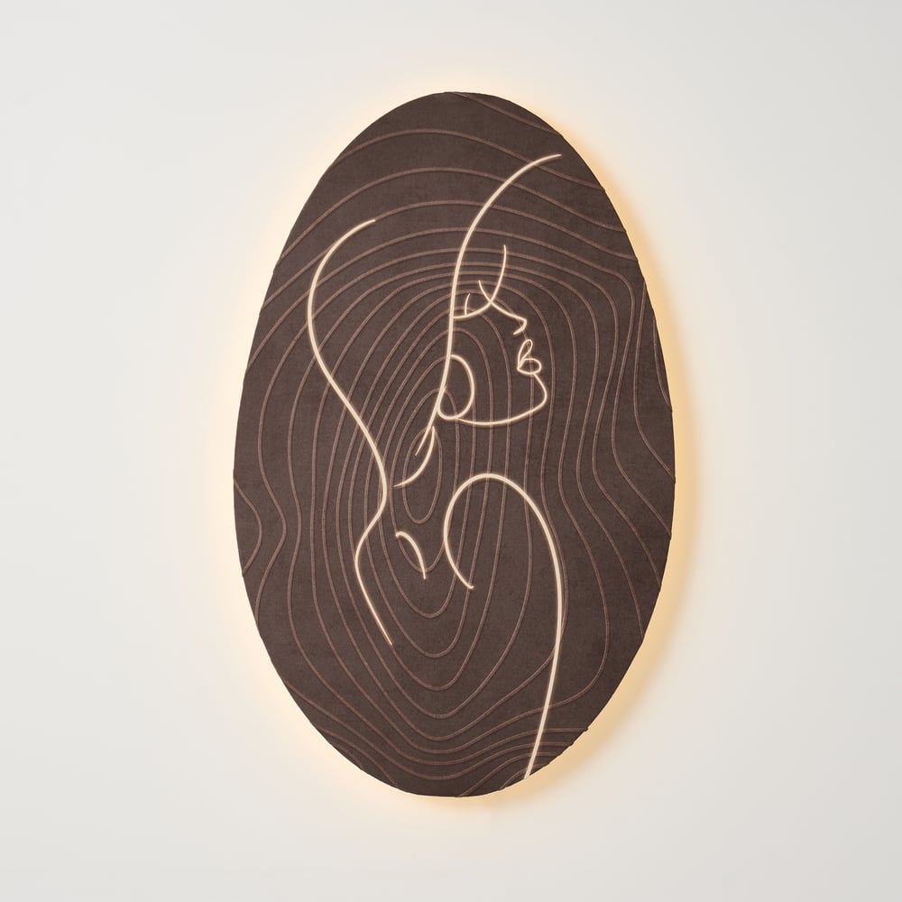 80cm Illuminated Abstract Figure Wall Art with Warm LED Backlight, Textured Wall Decor window image