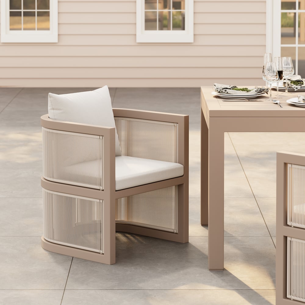 Wevara 11-Piece Outdoor Rope Weave Dining Set with 10 Chairs in Sand window image