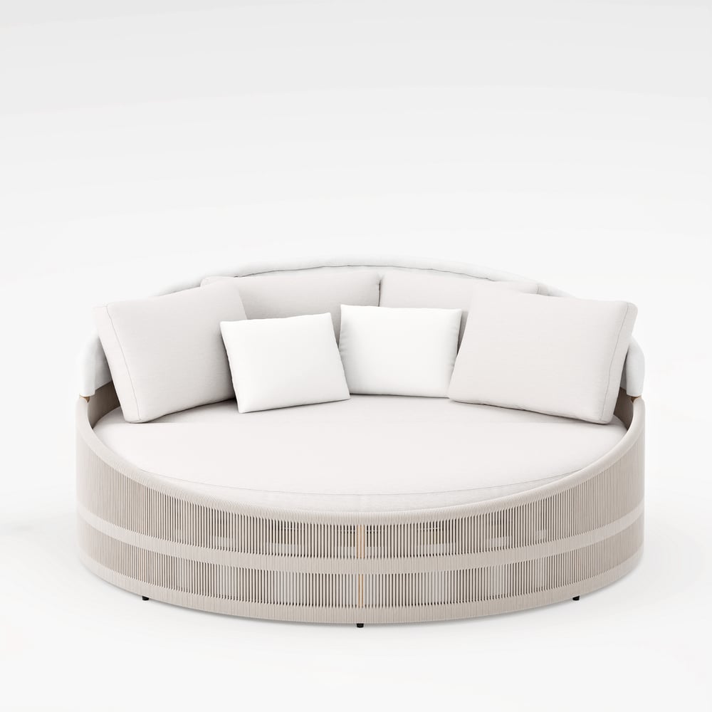 Costra Weatherproof Round Patio Daybed with Adjustable Canopy Ivory window image