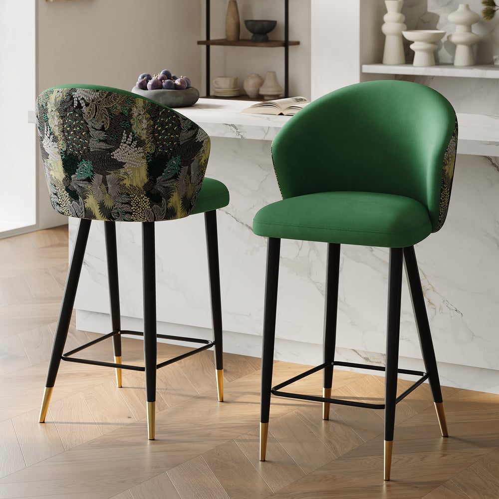 Arcora Green Bar Stool with Upholstered, 1 Piece window image