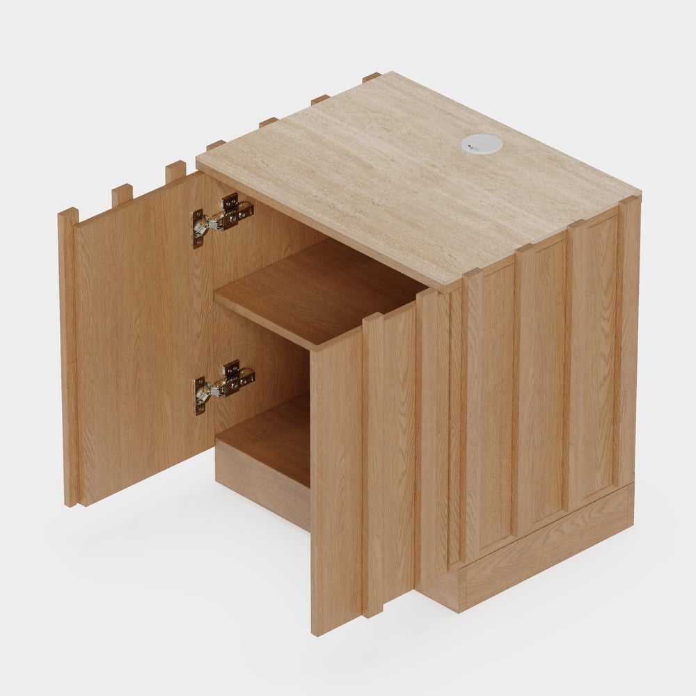 Aura Ash Wood Led Nightstand with Charging Station,Set of 2 window image
