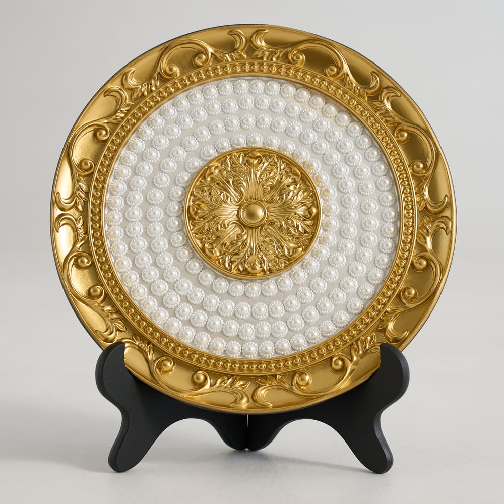 3 pcs Golden Deer Figurine with Decorative Plate Set, Luxury Resin Animal Sculptures window image