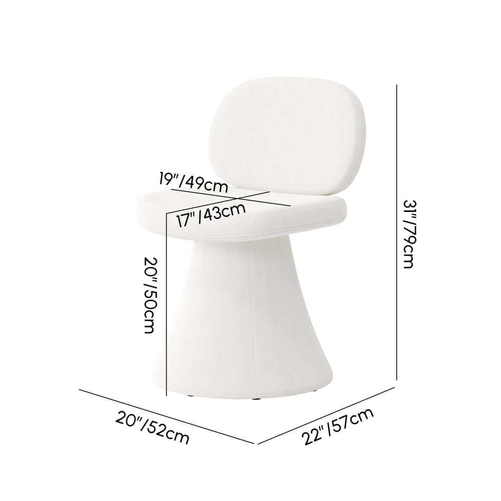 Warm White Performance Chenille Swivel Dining Chair, 1 Piece weights dimensions image