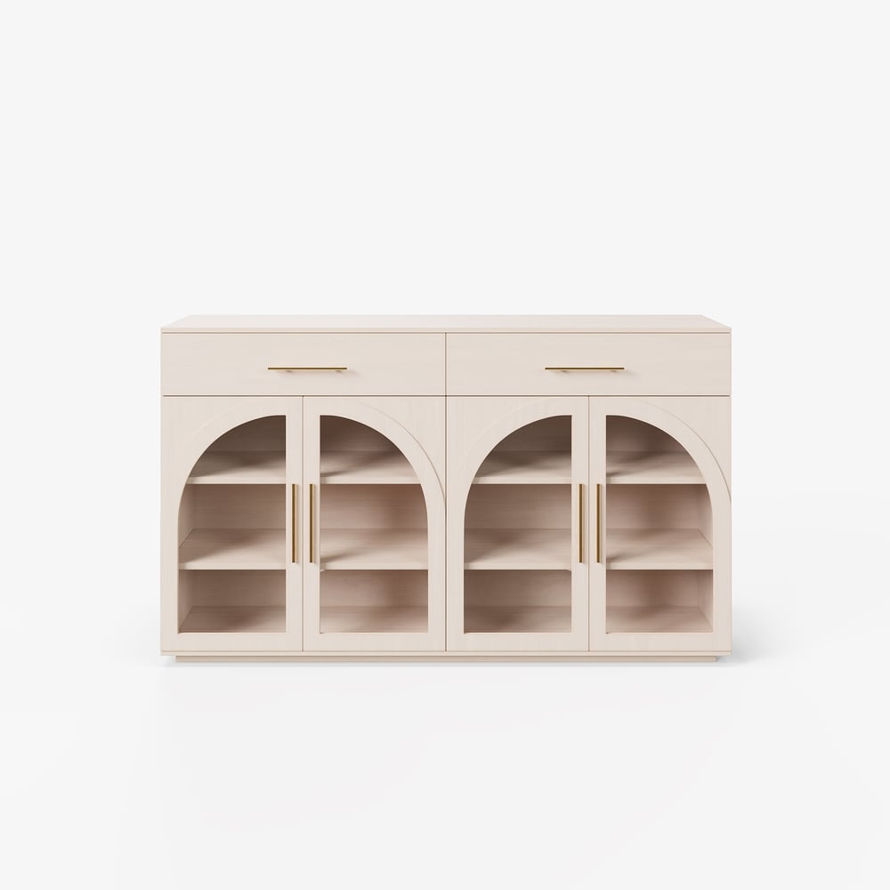 Arune 63" Whitewash Wood Sideboard with Storage & LED Lights window image