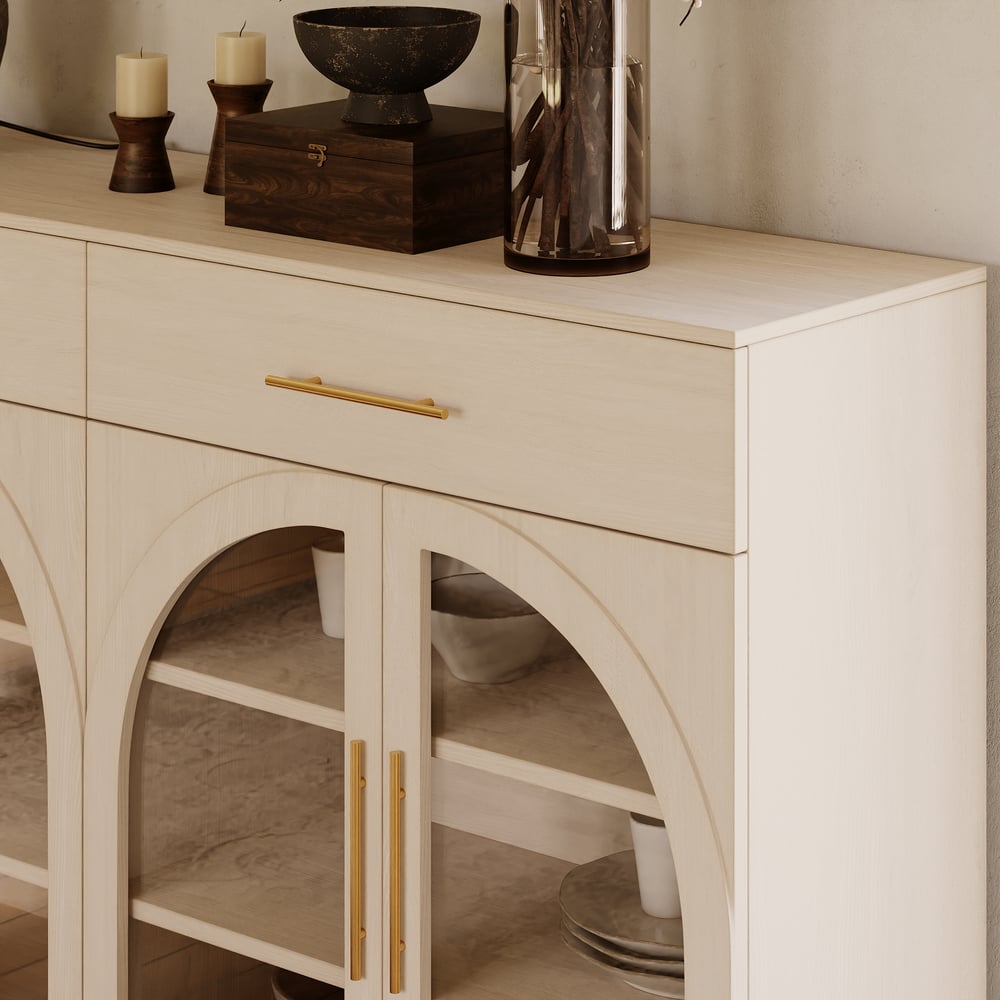 Arune 63" Whitewash Wood Sideboard with Storage & LED Lights window image