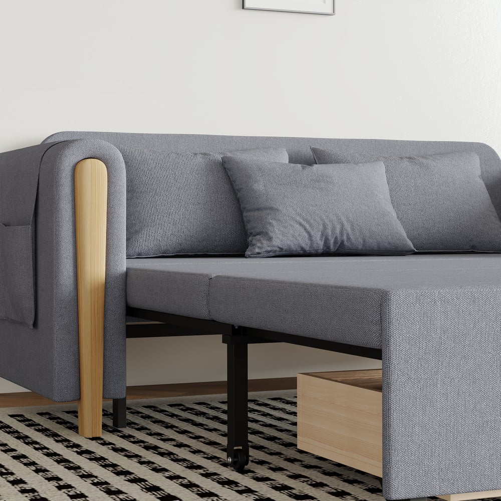 72" Full 2-Seater Linen Convertible Sleeper Sofa window image