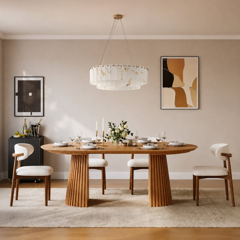8-Light Tiered Chandelier Alabaster-Look 24" window image