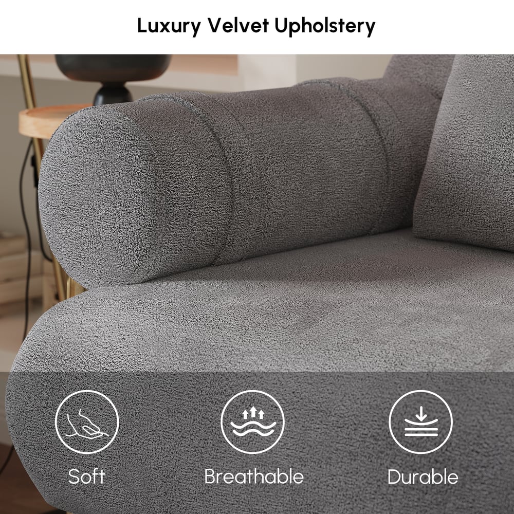 67" Full 2-Seater Chenille Velvet 4 in 1 Futon Convertible Sleeper Sofa window image