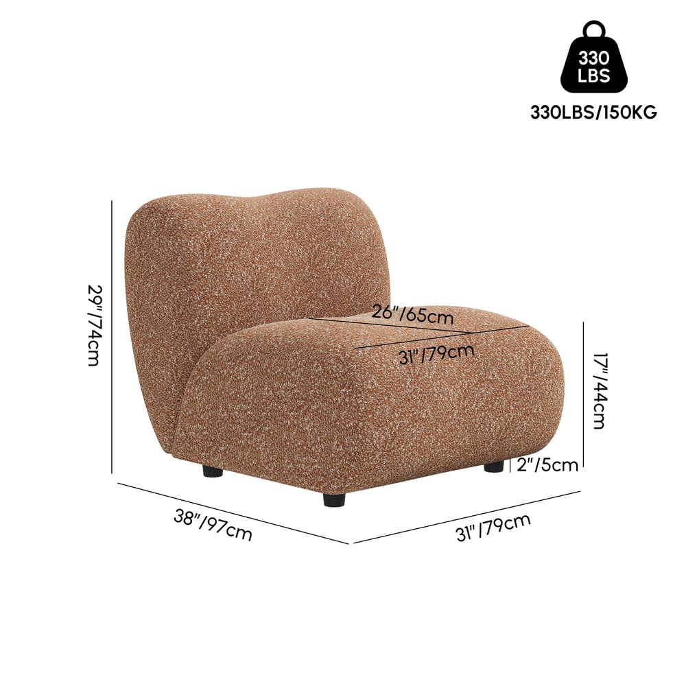 17" Boucle Upholstered Curved Slipper Accent Chair weights dimensions image