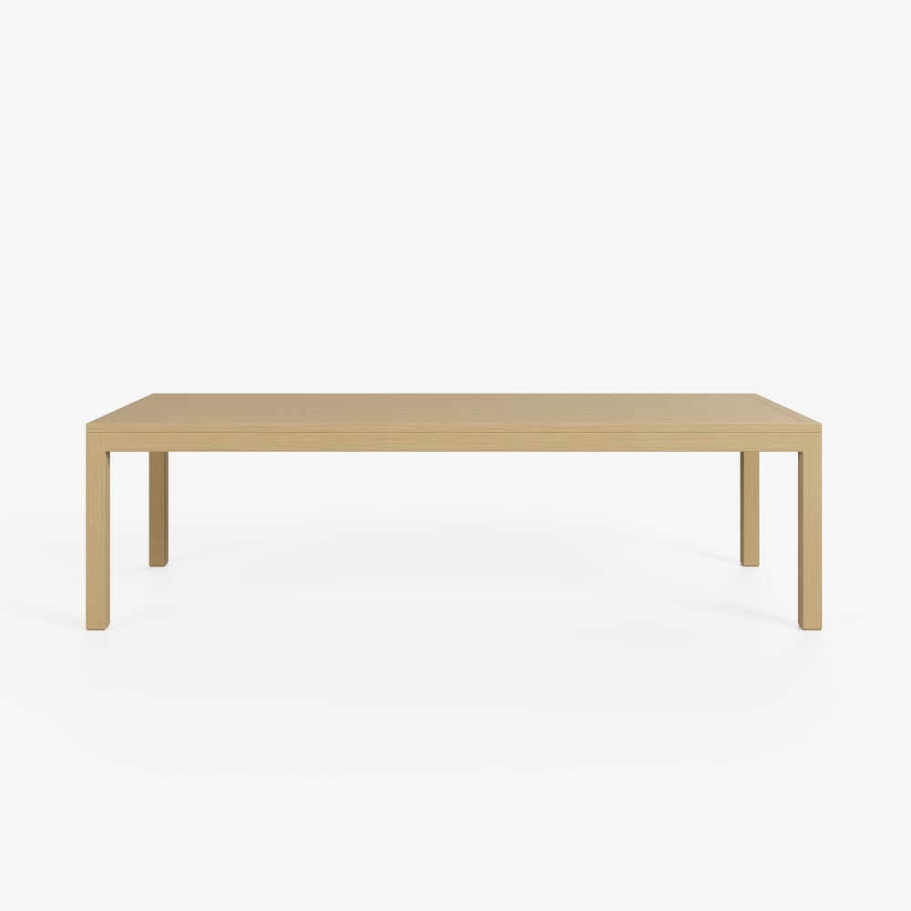 Wevara 104" Natural-Finished Aluminum Slatted Outdoor Dining Table in Natural window image