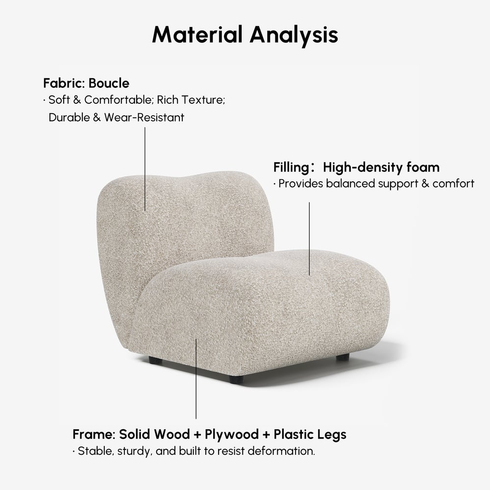 17" Performance Boucle Upholstered Curved Slipper Accent Chair window image