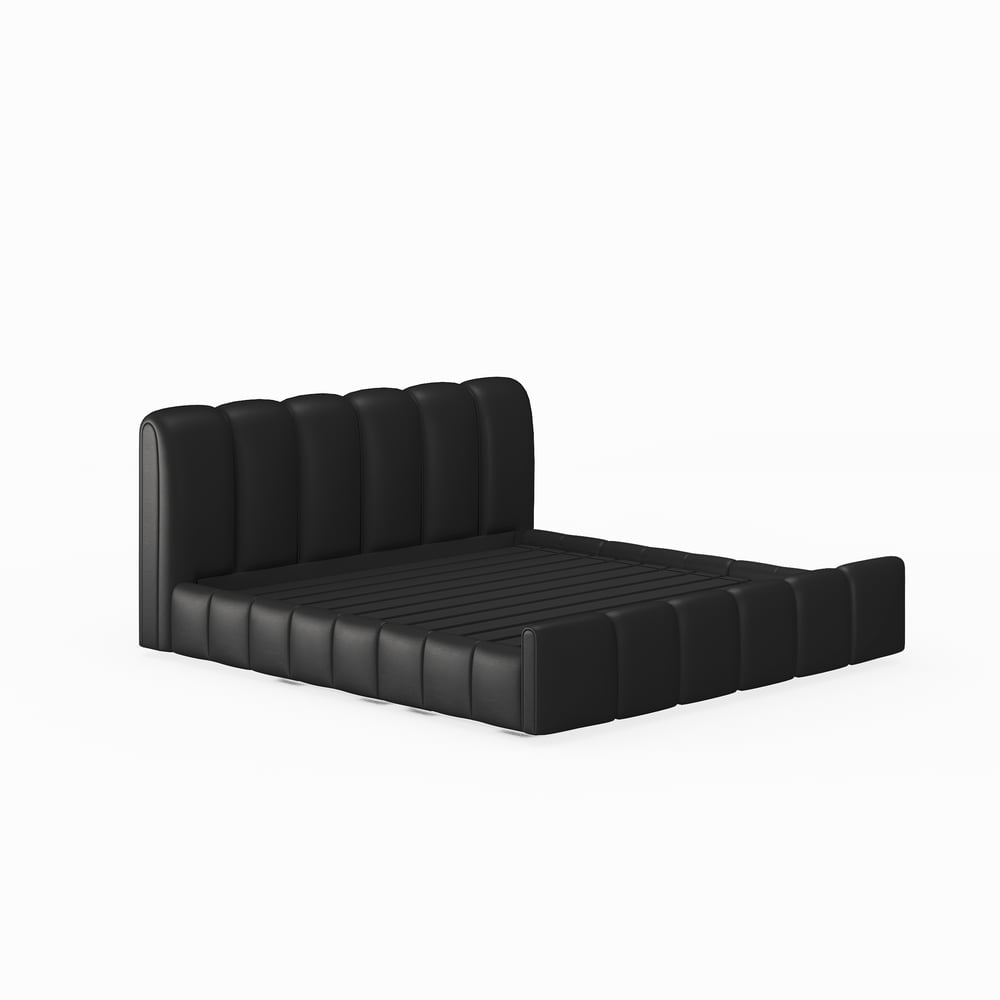 Humply Queen Black Faux Leather Storage Bed with Drawers window image