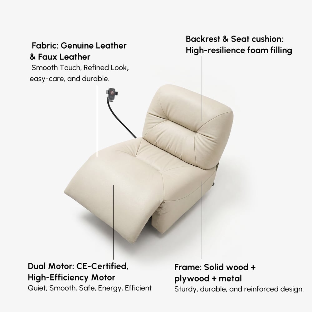 Genuine Leather Power Swivel Rocker Recliner Accent Chair with Phone Holder window image