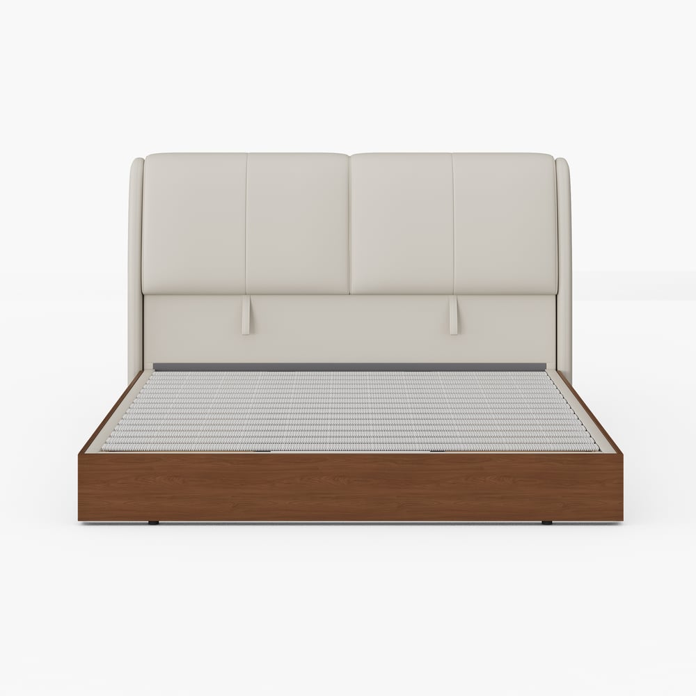King Genuine Leather Storage Bed with Adjustable Headboard window image