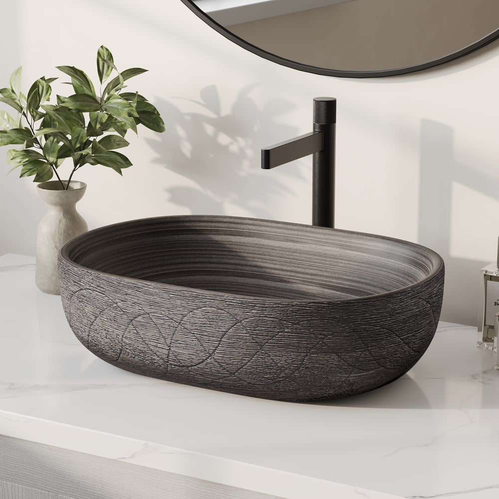 Lavabo de salle de bain ovale en céramique de 48cm – Vasque à poser émaillée mate image de fenêtre