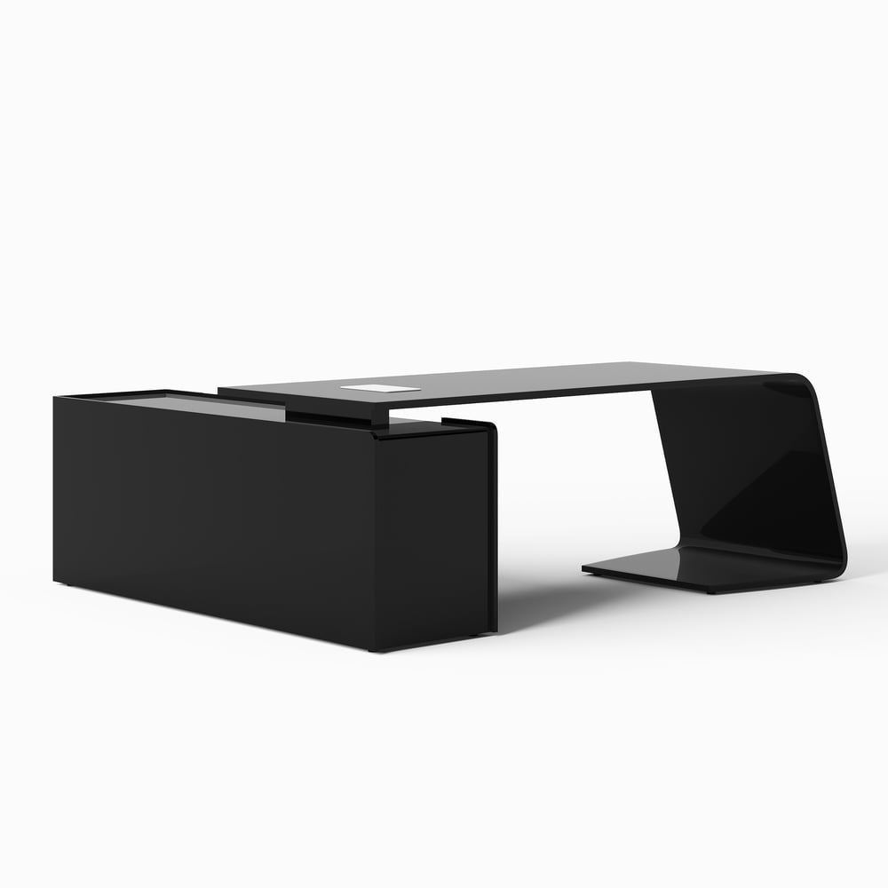 Modern 87" L-Shaped Right-Hand Executive Desk with Storage window image