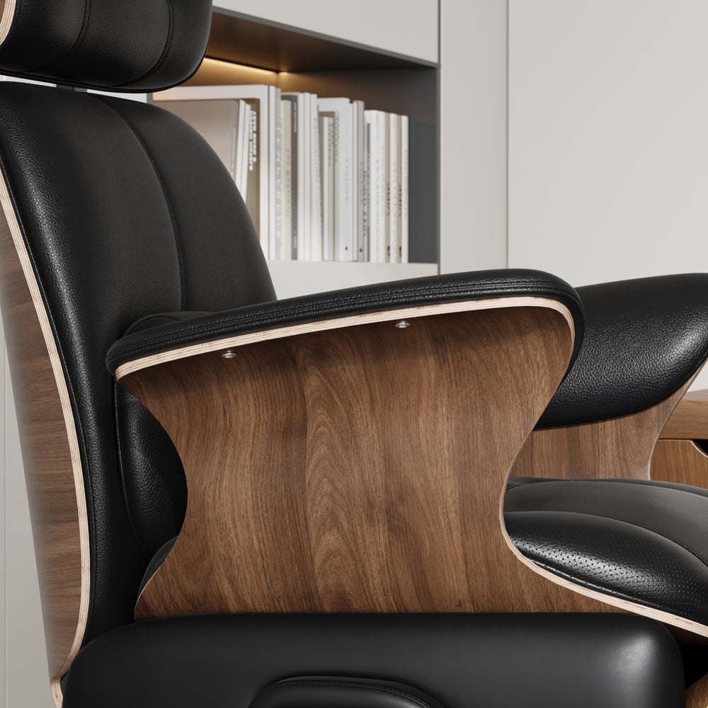 Black Genuine Leather Power Reclining Executive Office Chair Swivel Office Desk Chair window image